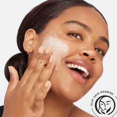 Olay Total Effects Citrus Cleanser texture closeup shows gentle exfoliating particles for smoother skin.
