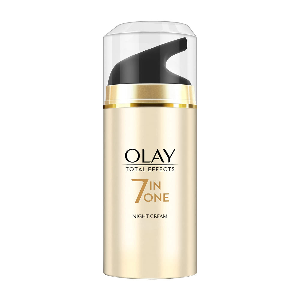 Olay Total Effects night firming bottle shows overnight hydration for firmer morning skin