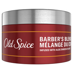 Old Spice Barber's Blend Putty matte-finish styling on hair for natural look.