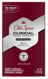 Old Spice Clinical Sweat Defense soft solid bottle offers lasting moisture and odor protection in a compact form.