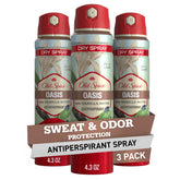 Old Spice dry spray antiperspirant bottle shows 24/7 freshness for daily wear.