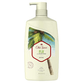 Old Spice Fiji Palm Tree bottle showing tropical freshness for a revitalizing shower