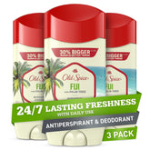 Old Spice Fiji bottle closeup shows invisible solid protection for all-day freshness