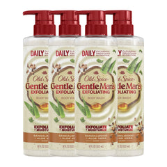 Old Spice GentleMan's Collection exfoliating wash bottle with sandalwood scent for a refreshing shower experience.