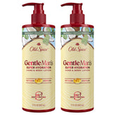 Old Spice Gentleman's Hand & Body Lotion bottle close-up highlighting 24/7 hydration.