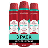 Old Spice High Endurance Pure Sport spray bottle demonstrates long-lasting freshness.