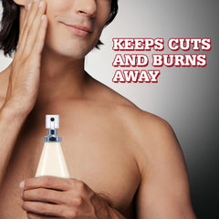 Old Spice Original scent bottle on skin evokes crisp fragrance after shaving