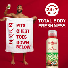 Old Spice total body deodorant Fiji scent demonstrates wide-area application for daily freshness