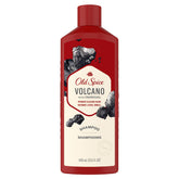 Old Spice Volcano Charcoal Shampoo bottle demonstrates powerful cleansing and bold aroma.