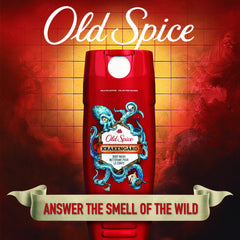 Old Spice Wild label-front featuring Krakengard branding and oceanic aroma