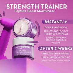 Ole Henriksen Strength Trainer Peptide Boost features ceramides and vegan collagen for barrier support.