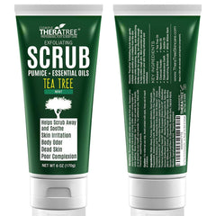 Oleavine TheraTree pumice close-up highlights micro-exfoliation for smoother skin.