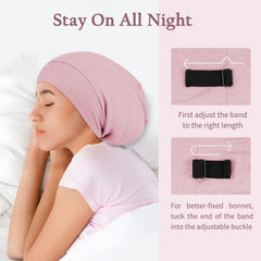 OLESILK silk interior lining glides smoothly to protect hair while sleeping.