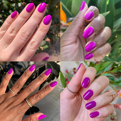 Olive & June Poppy handle assisting precise polish application on nails.