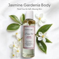 Olivia Care Jasmine Gardenia oil being poured shows smooth application