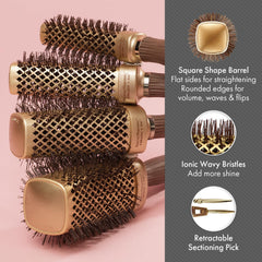 Olivia Garden NT-S30 soft-tip bristles glide to prevent snagging and frizz.