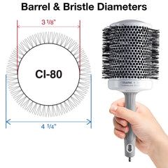 Olivia Garden CI-80 vented barrel promotes faster, even heat distribution.