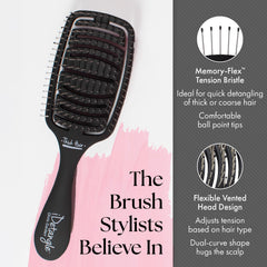 Olivia Garden iDetangle brush dual-curve design hugs the scalp for gentle control.