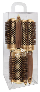 Olivia Garden NanoThermic brush barrel closeup shows even heat for smooth results.