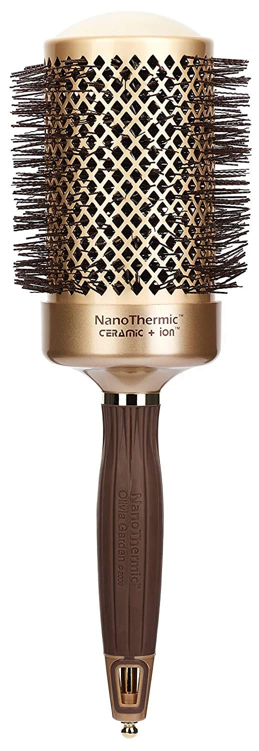 Olivia Garden NT-64 ceramic turbo barrel close-up for fast, even heat.