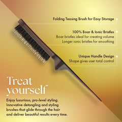 Olivia Garden Style-Up foldable brush handle closed for convenient travel touchups.