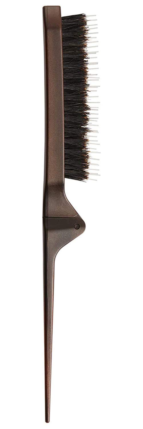 Olivia Garden Style-Up teasing foldable brush closeup highlights boar and ionic bristles for voluminous styling.