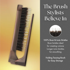 Olivia Garden Style-Up on-the-go touchup features boar-ionic bristles for smooth detangle.