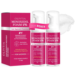 OLIVITA 5% Minoxidil Foam bottle closeup for premium hair regrowth support