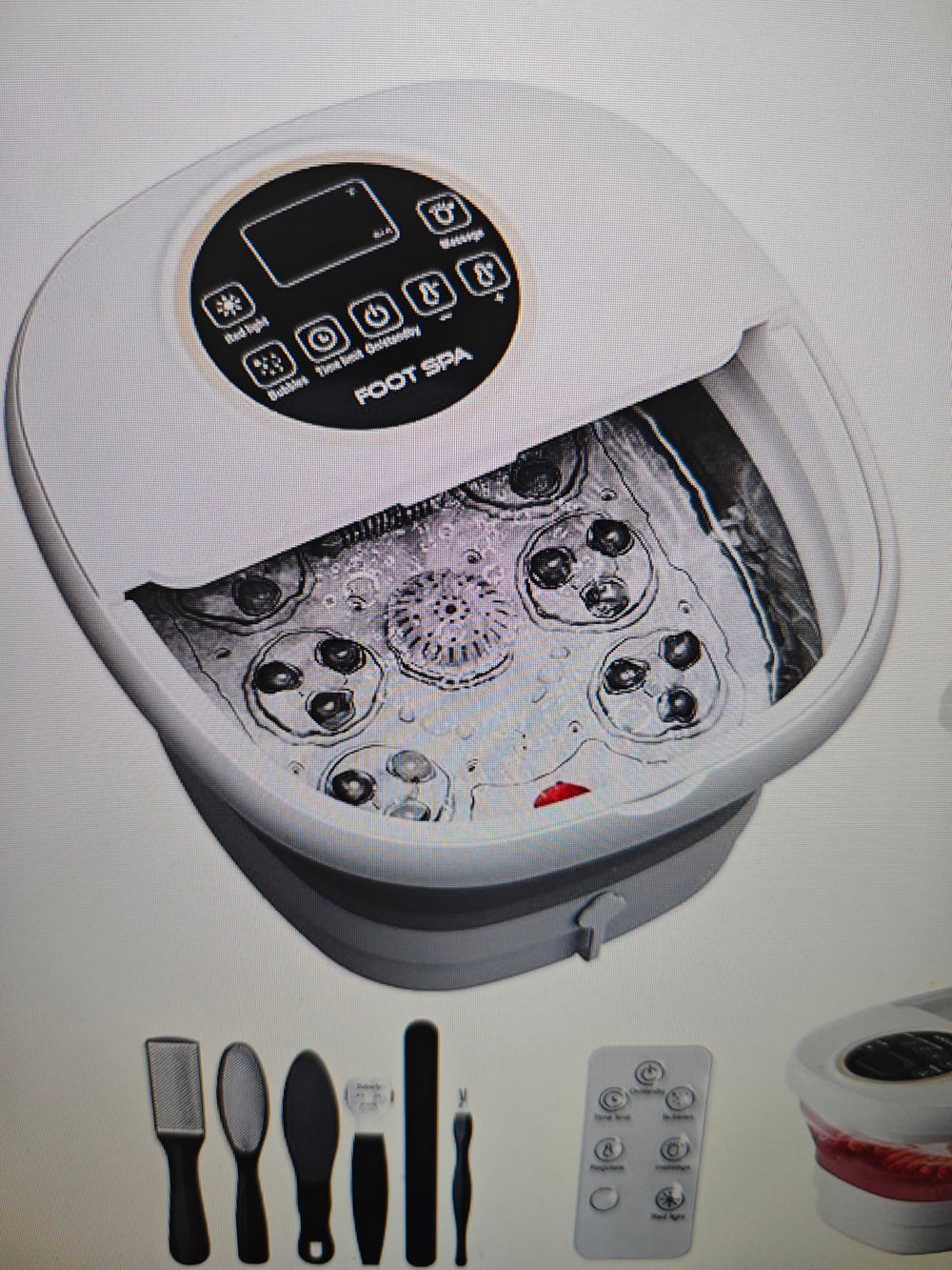 Olixie foot spa bubble function for relaxing soak and improved comfort.