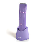 OLOV Electric Body Hair Trimmer front view in bright purple for precise below-the-waist grooming