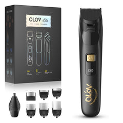 OLOV LITE beard trimmer with six guide combs for precise shaping.