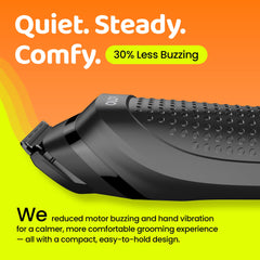 OLOV LITE dry-use trimmer with cleaning brush and oil.