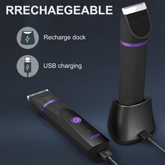 OLOV recharge dock keeps trimmer powered and ready.