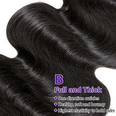 Olsmkis body wave texture close-up highlights natural, bouncy waves.