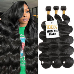 Olsmkis Brazilian hair bundles packaging shows premium unprocessed hair ready for installation.