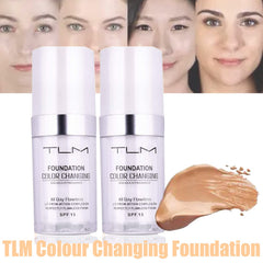 Omaky foundation application on hand with swatches for even skin tone.