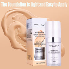 Omaky SPF 15 foundation swatch proving sun protection and coverage.