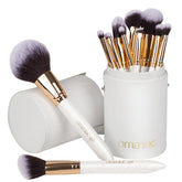 OMANIAC makeup brush set pearlescent wood handles for comfortable control during precise application