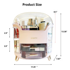 Omeily Upgrade Large Makeup Organizer side view demonstrates space-saving countertop organization.