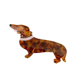 OMG Decor dachshund hair clip close-up showing acetate finish for secure grip.