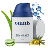 Omnis Uomo face cream bottle close-up showing retinol for anti-aging care.
