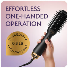OMOteam dual-voltage-hair-dryer-brush 360-degree-airflow delivers smooth, efficient drying