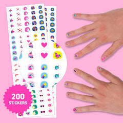 Omy Unicorn Nail Stickers for kids display bright colors for playful birthday nail art.