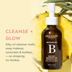 One Love Organics cleansing oil in action dissolving makeup with silky finish