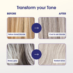 One 'N Only Shiny Silver Purple Shampoo color-toning close-up with argan-oil enriched formula.