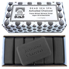 One With Nature charcoal soap gift box 6-pack front view for detoxifying cleansing