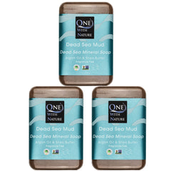 One With Nature Dead Sea Mineral Mud Soap Bar packaging shows fragrance-free eco-friendly packaging.