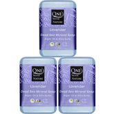 One With Nature Dead Sea Salt Lavender Soap 3-Pack packaging closeup, eco packaging.
