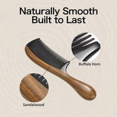 Onedor hair comb wood grain closeup sandalwood shows artisan finish and premium feel.