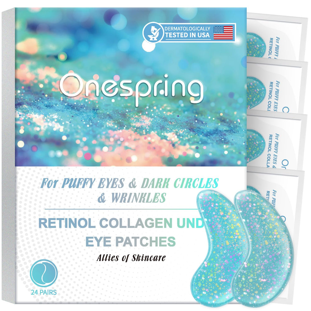 Onespring eye masks packaging close-up highlights premium skincare gift-ready presentation.